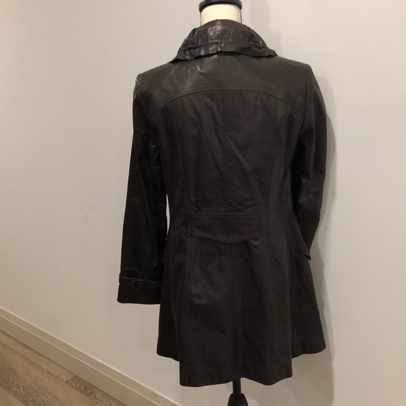 Cole Haan Women's Espresso  Lambskin Leather Hidden Button Down Jacket Coat Sz M - Picture 7 of 17